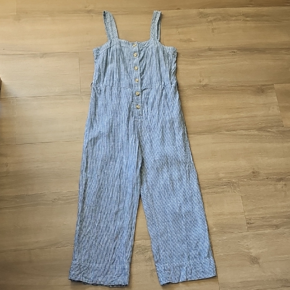 Everlane Blue Striped Linen Women's Jumpsuit Size 4
